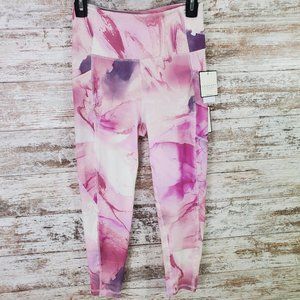 Laundry By Shelli Segal Pink Purple Watercolor Side Pocket Sport Legging
